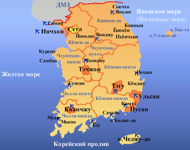 карта Республики Корея